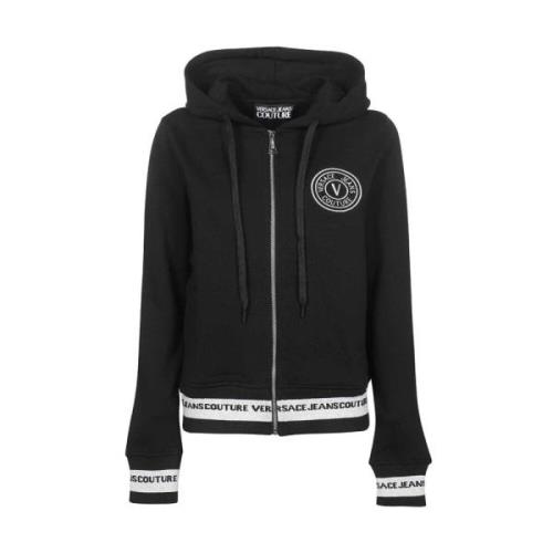 Geborduurde Full Zip Hoodie Versace Jeans Couture , Black , Dames