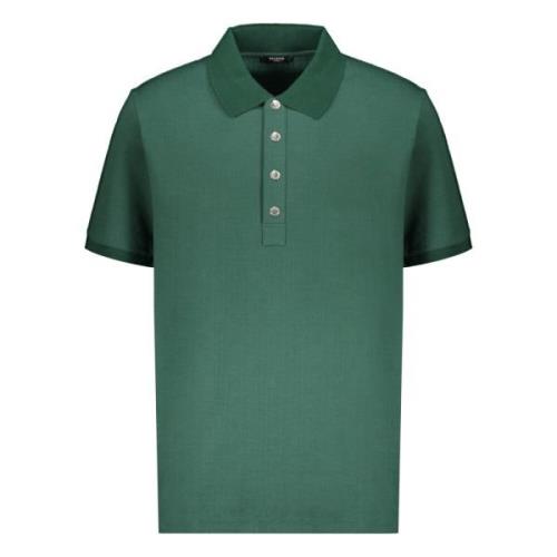 Klassieke Katoenen Polo Shirt Balmain , Green , Heren