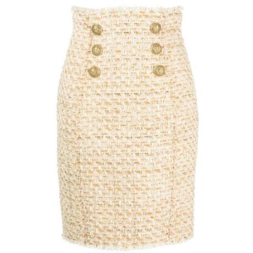 Stijlvolle Rok voor Trendy Outfits Balmain , Beige , Dames