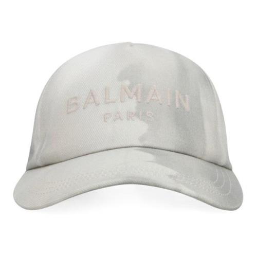 Faded Logo Baseball Cap Balmain , Gray , Heren