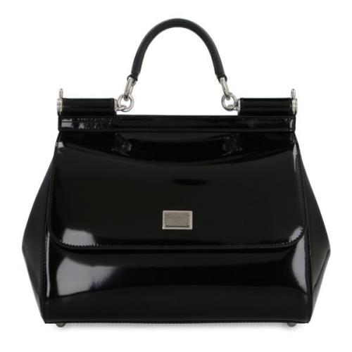 Sicily Leren Handtas Dolce & Gabbana , Black , Dames