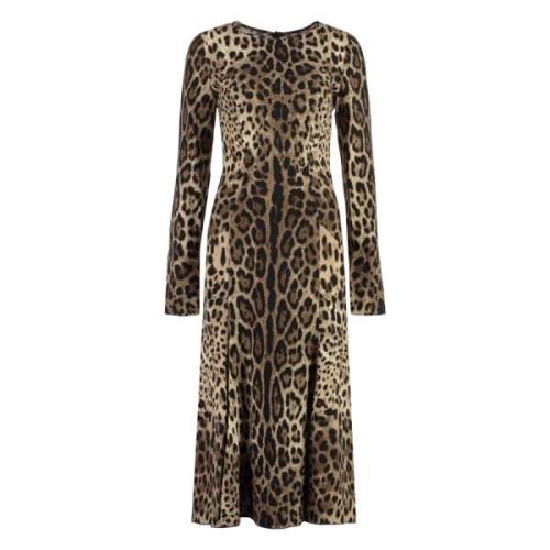 Leopard Print Cady Jurk Dolce & Gabbana , Multicolor , Dames