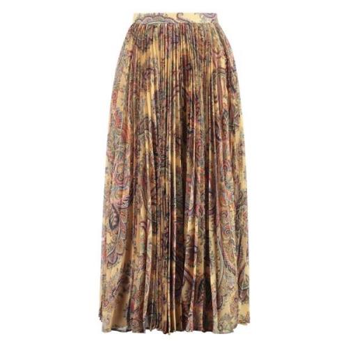 Geplooide Rok met Paisley Print Etro , Beige , Dames