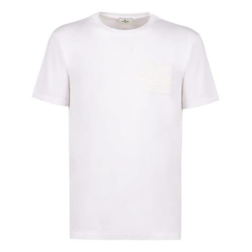 Geribbelde kraag crew-neck T-shirt Etro , White , Heren