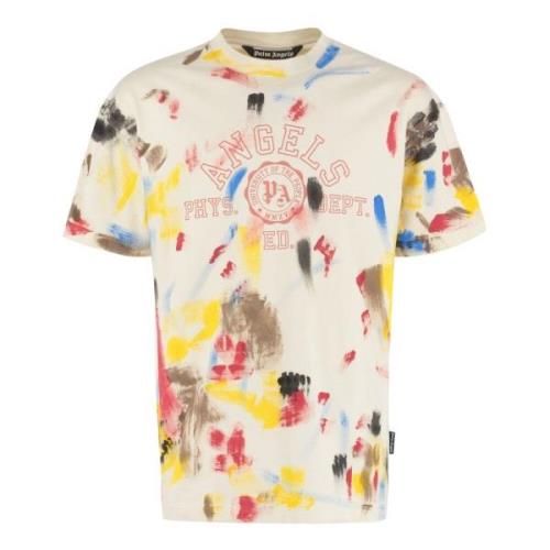 Katoenen T-shirt met Verfeffect Print Palm Angels , Multicolor , Heren