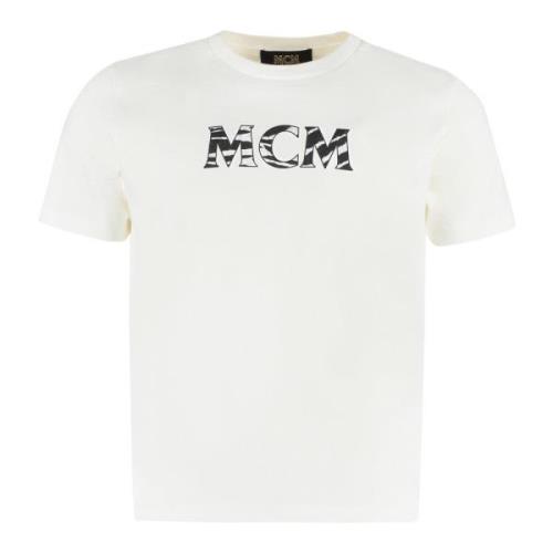 Katoenen logo T-shirt MCM , White , Heren