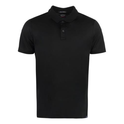 Katoenen Polo Shirt met Geribbelde Halslijn Paul & Shark , Black , Her...