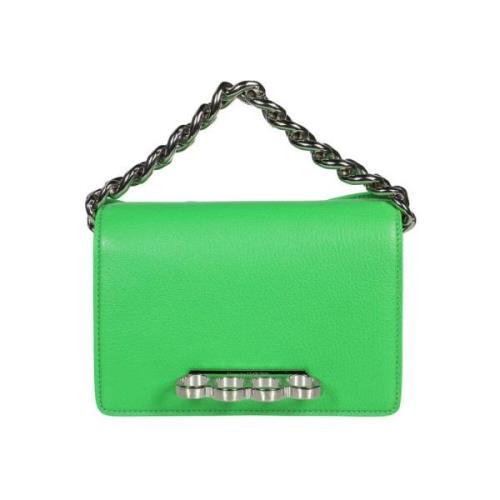 Mini Leren Mini-Tas met Vier Ring Detail Alexander McQueen , Green , D...