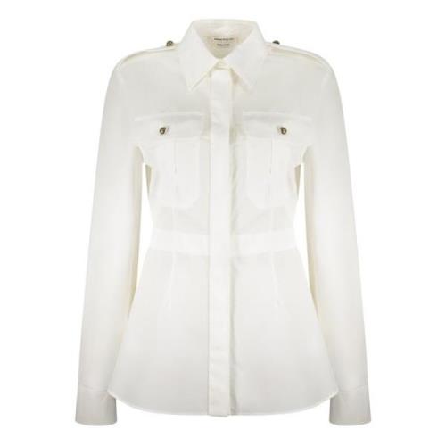 Klassieke Katoenen Shirt met Versierde Knopen Alexander McQueen , Whit...