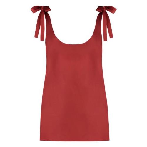 Strik Detail Viscose Linnen Top Zimmermann , Red , Dames