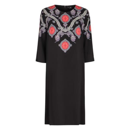 Zijden cady jurk met zijzakken Etro , Black , Dames