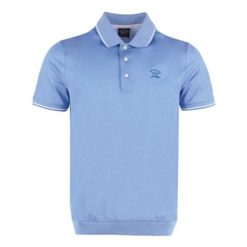 Katoenen Polo Shirt Geribbelde Randen Paul & Shark , Blue , Heren