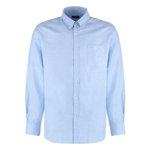 Linnen Katoenen Shirt Knoopsluiting Paul & Shark , Blue , Heren