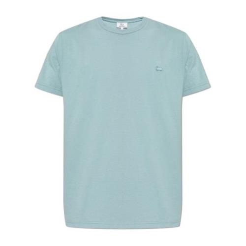 T-shirt met logo patch Woolrich , Blue , Heren