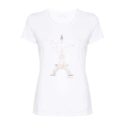 Wit Jersey Logo T-shirt Liu Jo , White , Dames