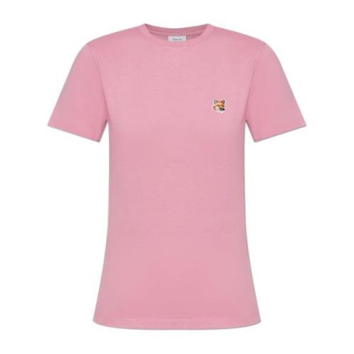 T-shirt met logo patch Maison Kitsuné , Pink , Dames