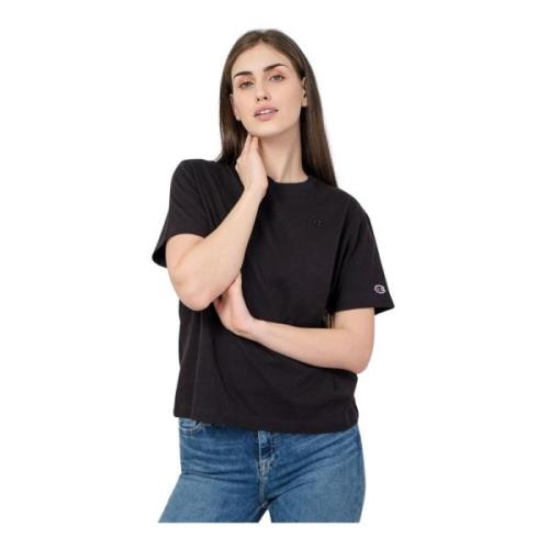 Zwarte Dames T-shirt Relaxte Pasvorm Champion , Black , Dames