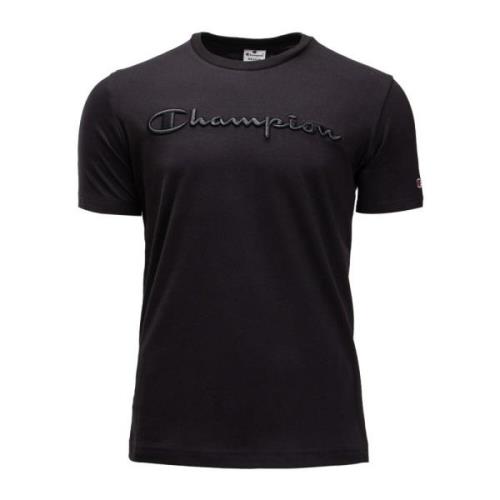 Heren T-shirt met geborduurd logo Champion , Black , Heren