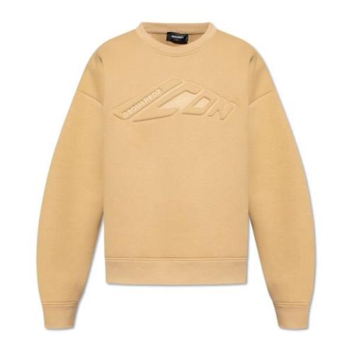 Sweatshirt met Logo Dsquared2 , Beige , Heren