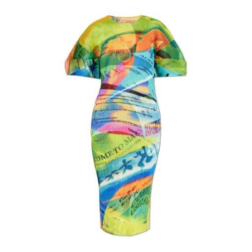 Geplooide jurk met print Issey Miyake , Multicolor , Dames