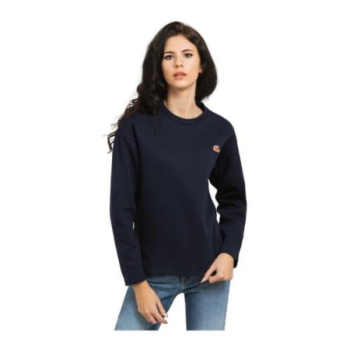 Navy Katoenen Dames Sweatshirt Klassieke Stijl Lacoste , Blue , Dames