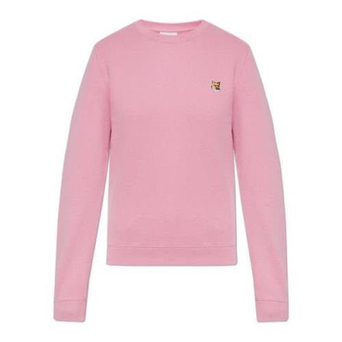 Sweatshirt met Logo Patch Maison Kitsuné , Pink , Dames