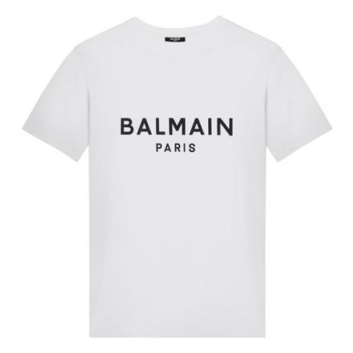 Korte Mouw Ronde Hals T-shirt Balmain , White , Heren