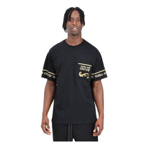 Barok Motief Korte Mouw T-shirt Versace Jeans Couture , Black , Heren