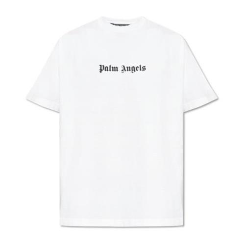 T-shirt met logo Palm Angels , White , Heren