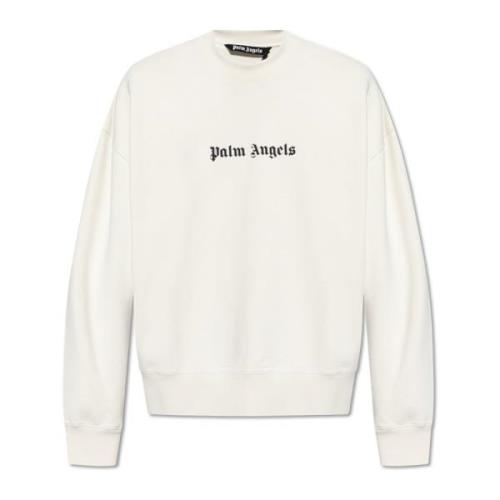 Sweatshirt met logo Palm Angels , White , Heren