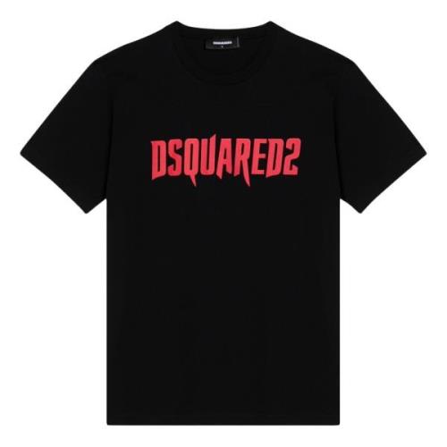 Korte Mouw Ronde Hals T-shirt Dsquared2 , Black , Heren