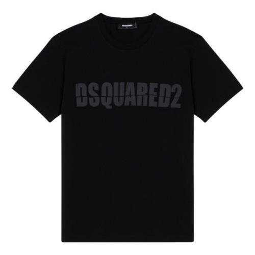 Korte Mouw Ronde Hals T-Shirt Dsquared2 , Black , Heren