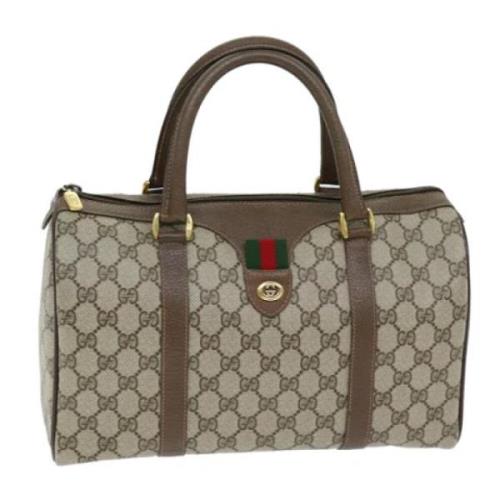 Pre-owned Leather travel-bags Gucci Vintage , Beige , Dames