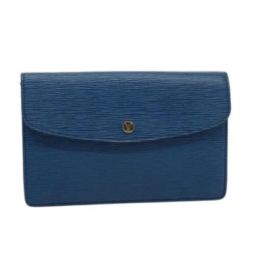 Pre-owned Leather clutches Louis Vuitton Vintage , Blue , Dames