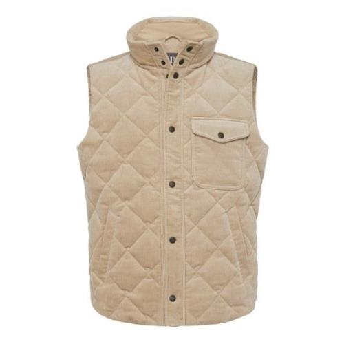 Gewatteerd katoenen fluwelen vest Boggi Milano , Beige , Heren