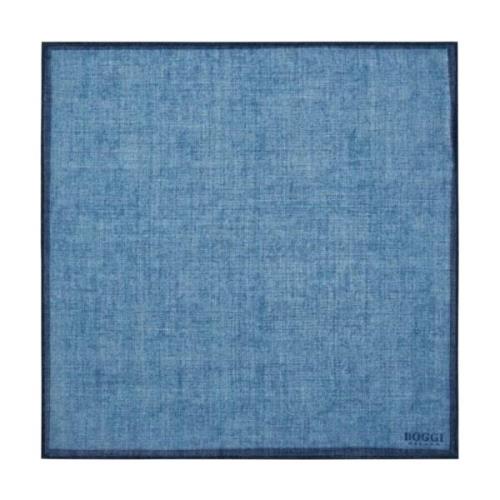 Wollen Zakdoek Met Contrasterende Rand Boggi Milano , Blue , Heren