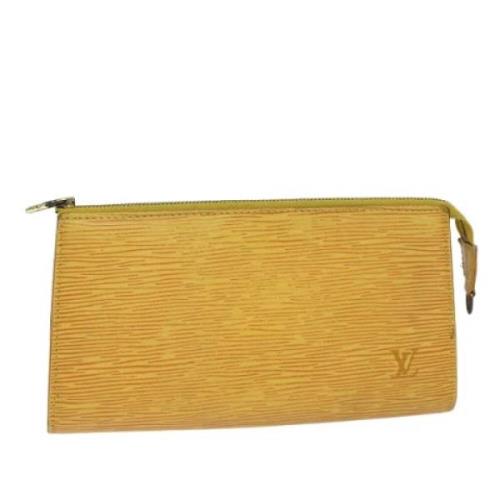 Pre-owned Leather pouches Louis Vuitton Vintage , Yellow , Dames