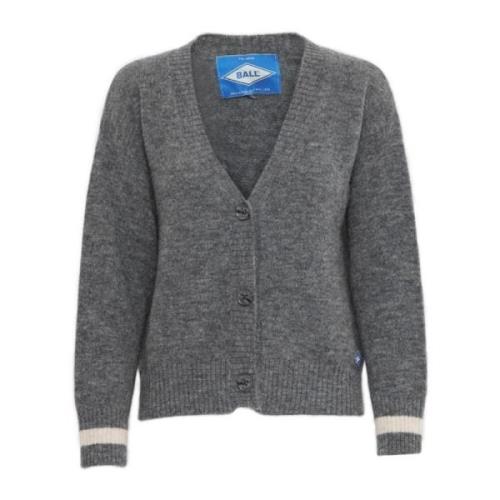 Raglan Cardigan Gebreid Medium Grey Melange Ball , Gray , Dames