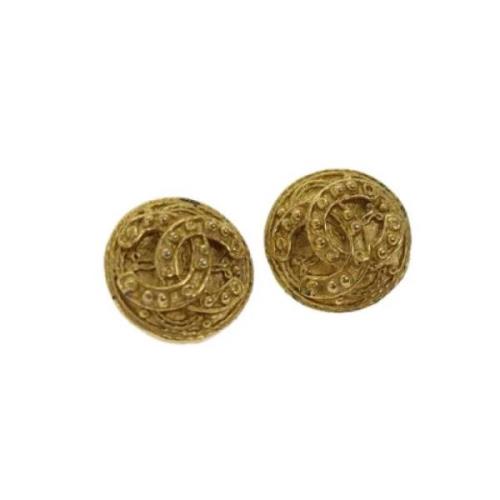 Pre-owned Metal earrings Chanel Vintage , Yellow , Dames