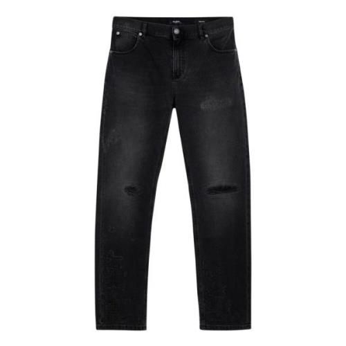 Regular Fit Denim Jeans Balmain , Black , Heren