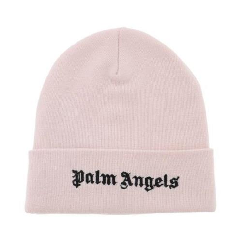 Logo Beanie Hat Cotton Knit Palm Angels , Pink , Heren