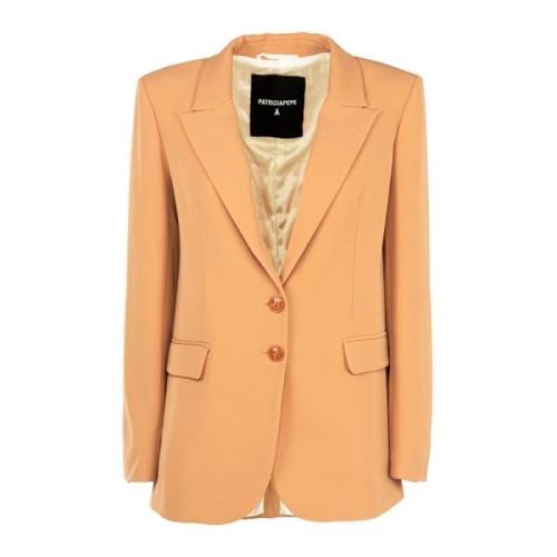 Elegante Lange Beige Blazer Jas Patrizia Pepe , Beige , Dames