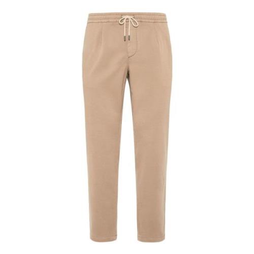 B City Broek in Stretch Katoen Tencel Boggi Milano , Beige , Heren