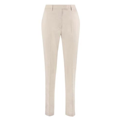 Stretch katoenen broek met riemlussen Department Five , Beige , Dames