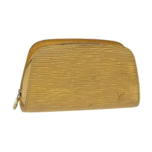 Pre-owned Leather pouches Louis Vuitton Vintage , Yellow , Dames