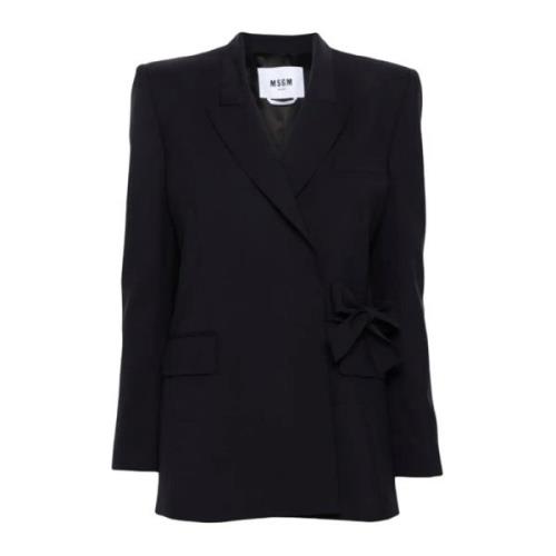 Navy Blauwe Wrap Jas Msgm , Blue , Dames