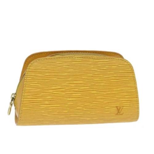 Pre-owned Leather pouches Louis Vuitton Vintage , Yellow , Dames