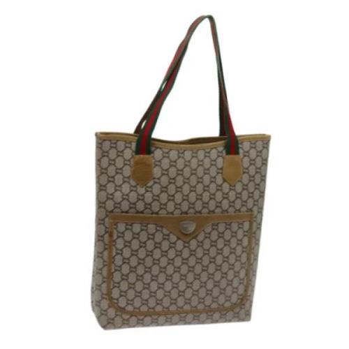 Pre-owned Leather totes Gucci Vintage , Beige , Dames