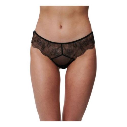 Romantische Gerimpelde String Undress Code , Black , Dames