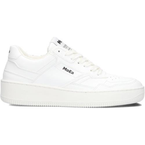 Witte Leren Lage Sneakers MoEa , White , Dames